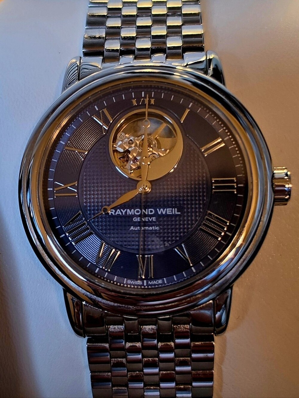 Raymond Weil Maestro Automatic Silver Stainless Steel Men’s Watch with Blue Dial